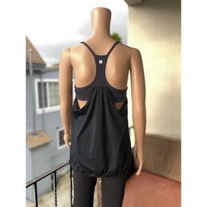 Fabletics Black Gray Sports Bra Cinch Hem Active Athletic Tank Top Size S/M